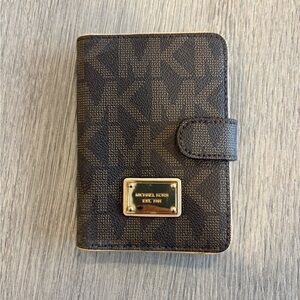 Michael Kors Brown Card Pasport Holder with Gold Accent